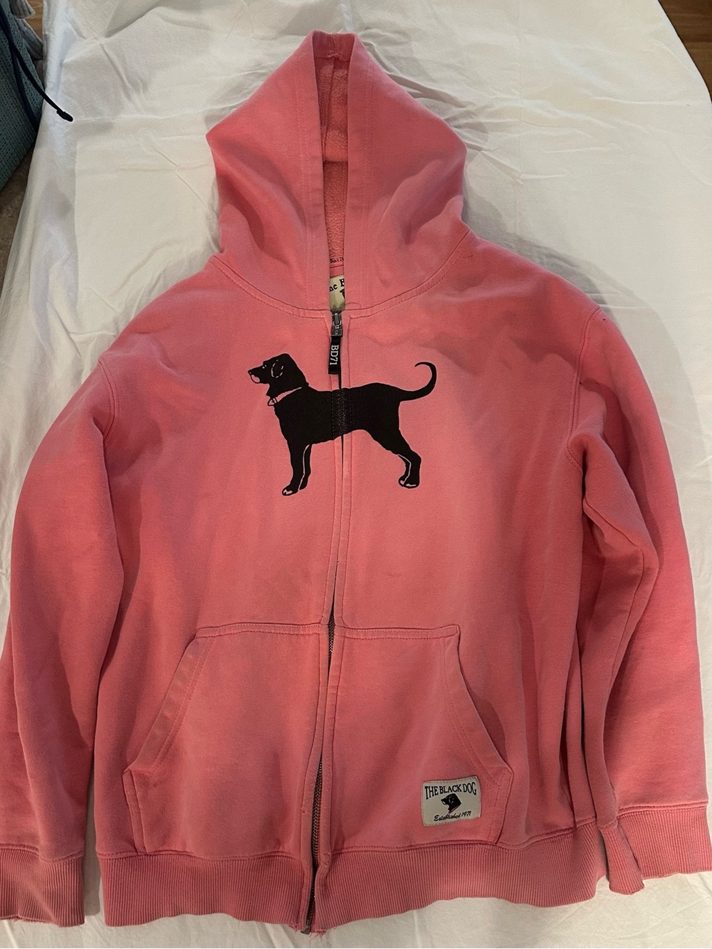 The Black Dog Rose Pink Full-Zip Hoodie with Black Dog Logo